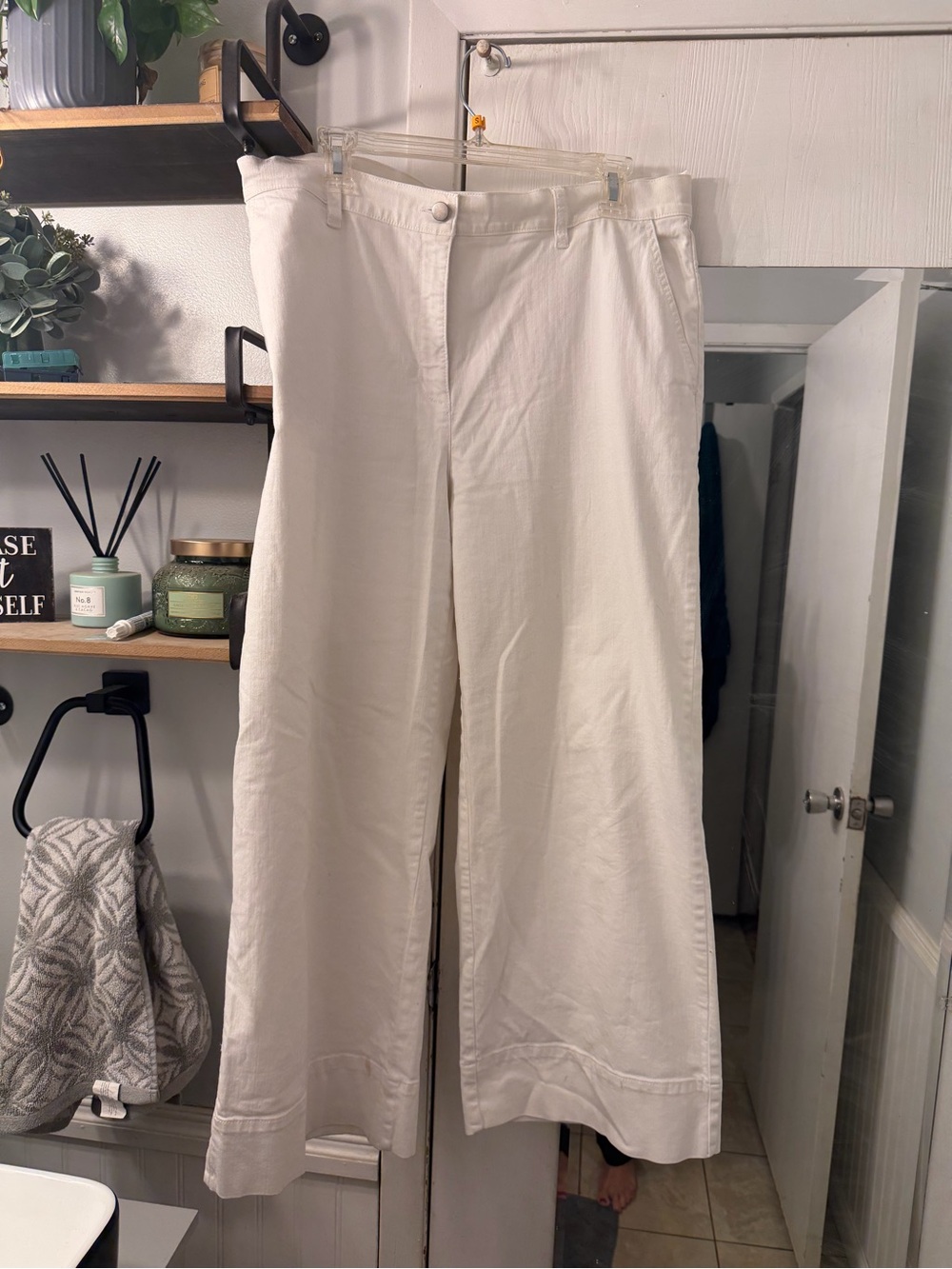 Eileen Fisher White Wide-Leg Pants